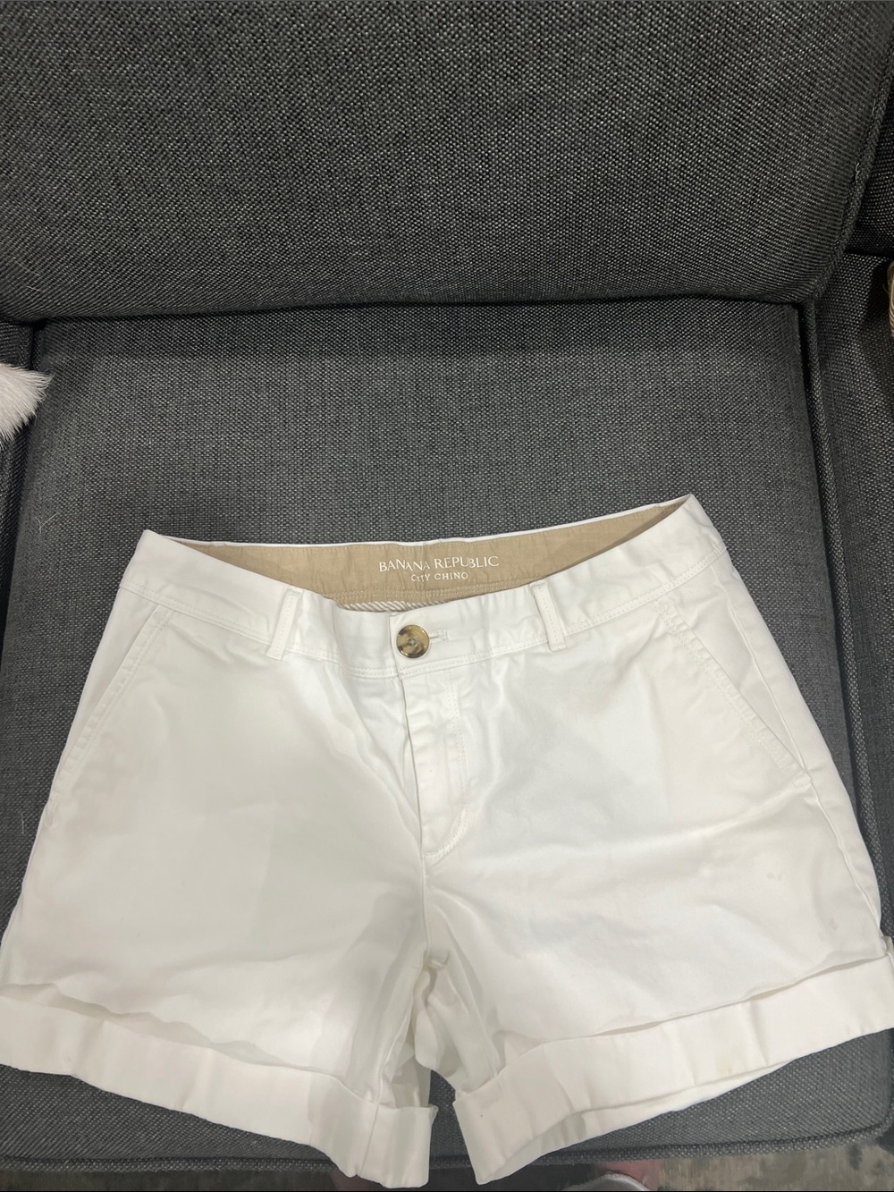 Banana Republic White Cotton Chino Bermuda Shorts
